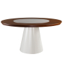 2320 - MESA CARIBE 1,40 C/GIR, VID NO CENTRO / TAMPO 018-PINHAO / BASE 030-OFF WHITE / 058-VIDRO OFF WHITE